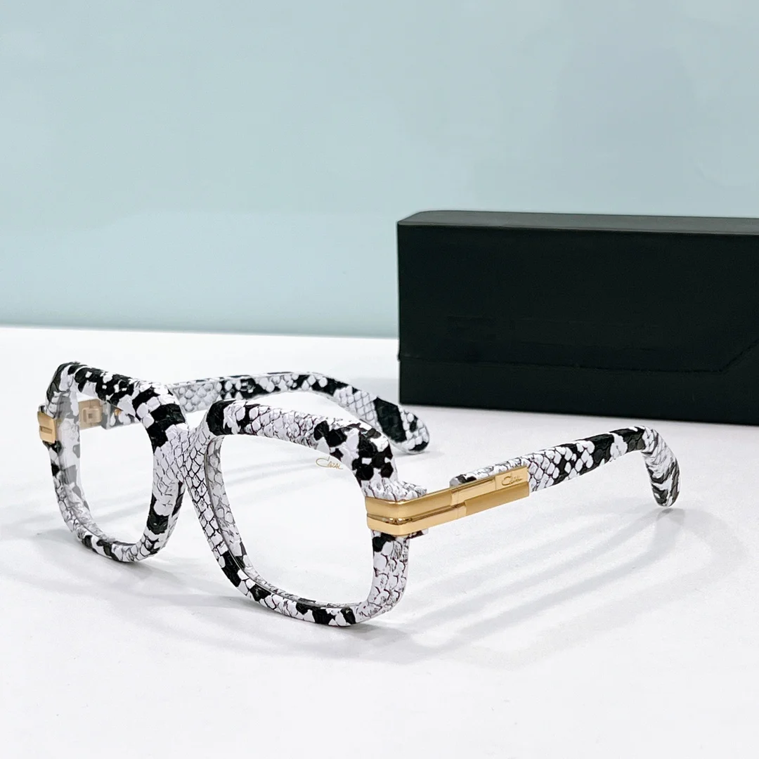 

Original ACAZAL MOD6073 Stylish Top Quality Acetate+Leather Frame Men Sunglasses UV400 Clear Lens Business Women Couple Eyewear