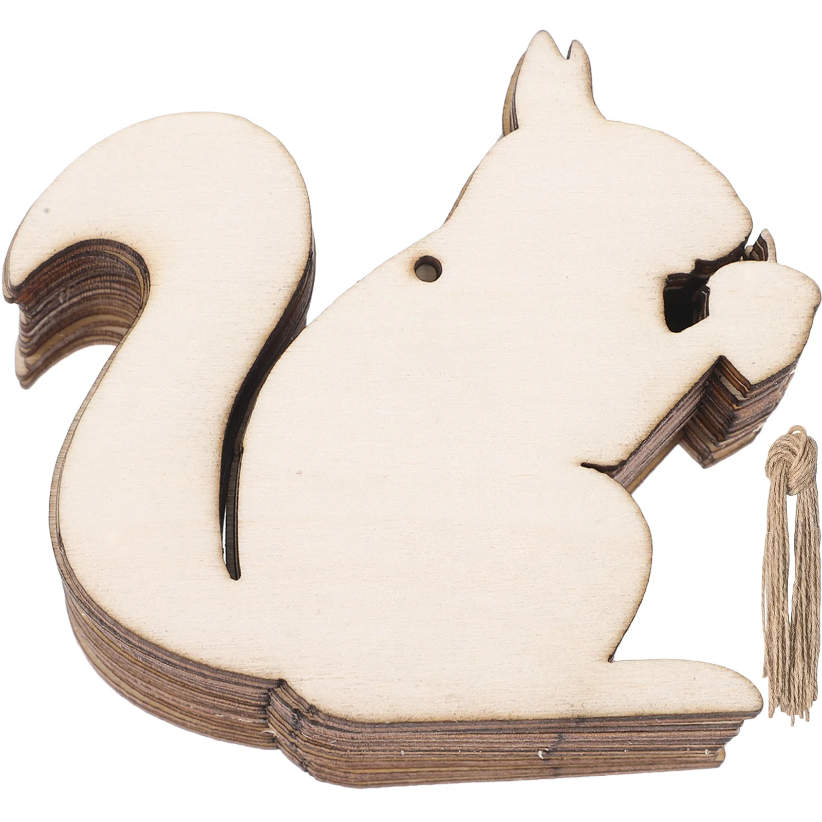 

20 Pcs Squirrel Wood Chip Pendant House Cutouts Unfinished Chips Blank Crafting Supplies Rope Planks