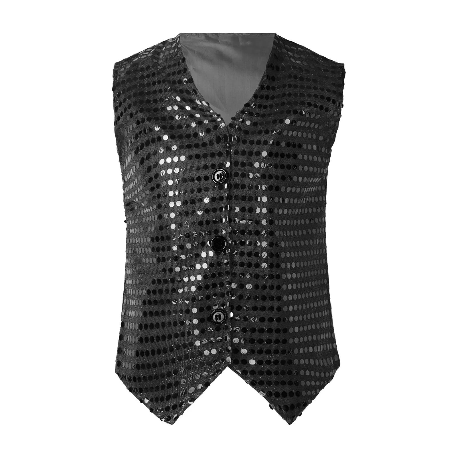 Children Boy's Sequins Stylish Waistcoats Vests Kids Boy Sequined Vests Teens Dancewear Hip-hop Jazz Dance Party Dressy Costume