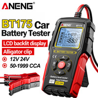 12V 24V Car Battery Tester Digital Automotive Alternator Analyzer Display Screen ANENG BT175 With Insulated Alligator Clip Tools
