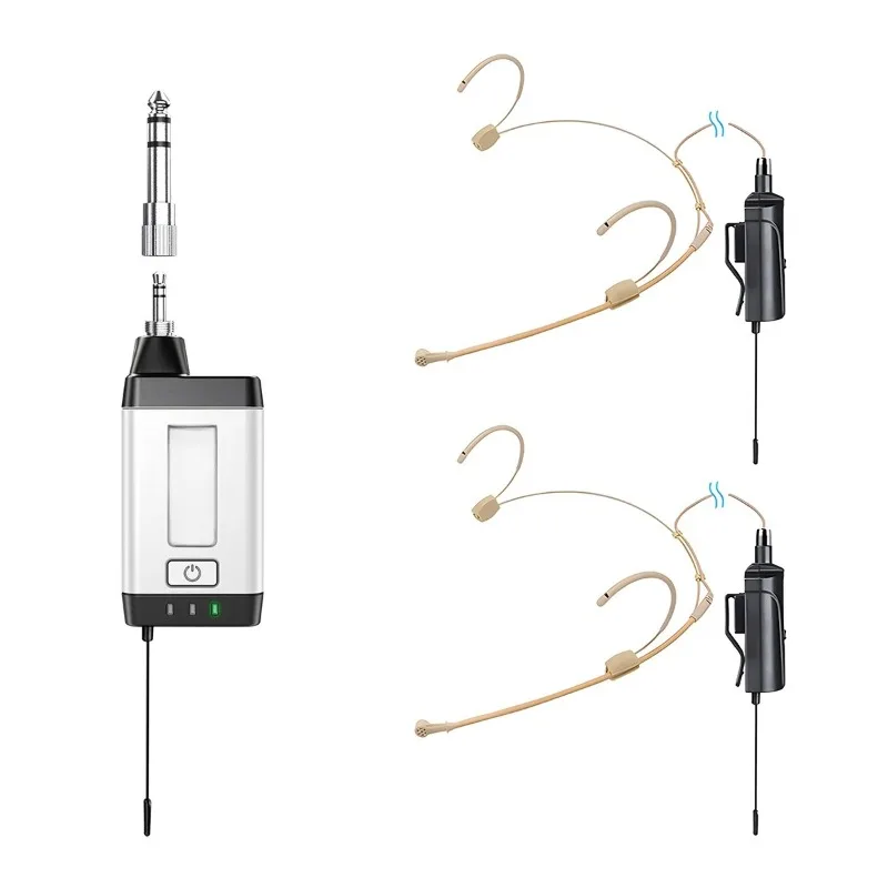 Q2/H1 Portable Wireless Headset Microphone System, UHF Dual Channel for Speaking Church Classroom Teaching Singing Stage