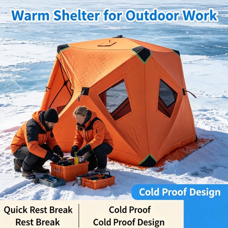 Thickened Warm Ice Fishing Cold Proof Wind Outdoor Winter Snow Lake Ice Surface Fishing Shelter Customizable Large Space Quick