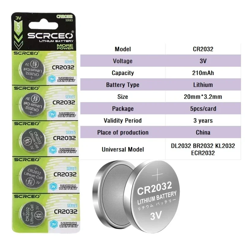 10-100PCS 3V CR2032 Lithium Button Battery BR2032 ECR2032 LM2032 5004LC Coin Cell Watch Batteries For Toy Clock Remote Control