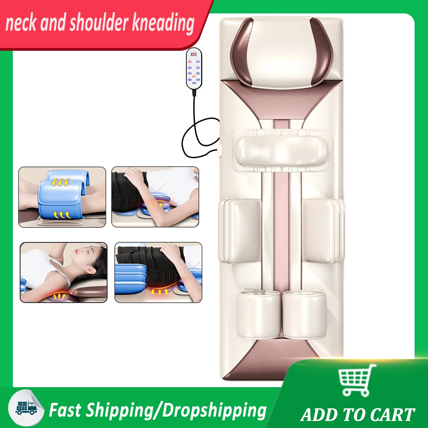 Electric Back Massager Massage Chair Cushion Heating Vibrator massage mattress full body kneading  Vibration Back Massager Relax