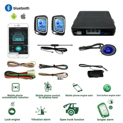 GIORDON 2 Way Car Alarm System LCD Complete Kit PKE Automatic Lock and Unlock Function Bluetooth APP Remote Engine Start