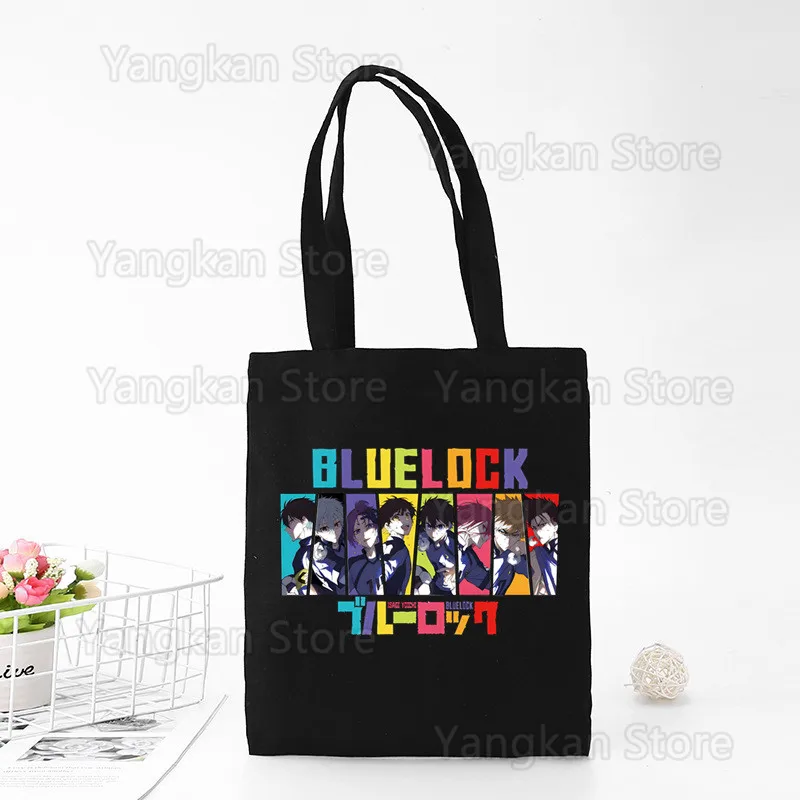 

Blue Lock Isagi Yoichi Shopping Bag Print Original Design White Unisex Fashion Travel Canvas Bags Black