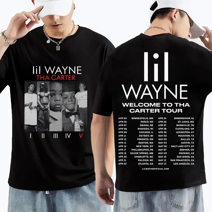 Rapper Lil Wayne Album Printed Men Women T Shirts Hip Hop Oversized Print Short Sleeve T-shirt Casual Unisex Pure Cotton Tops