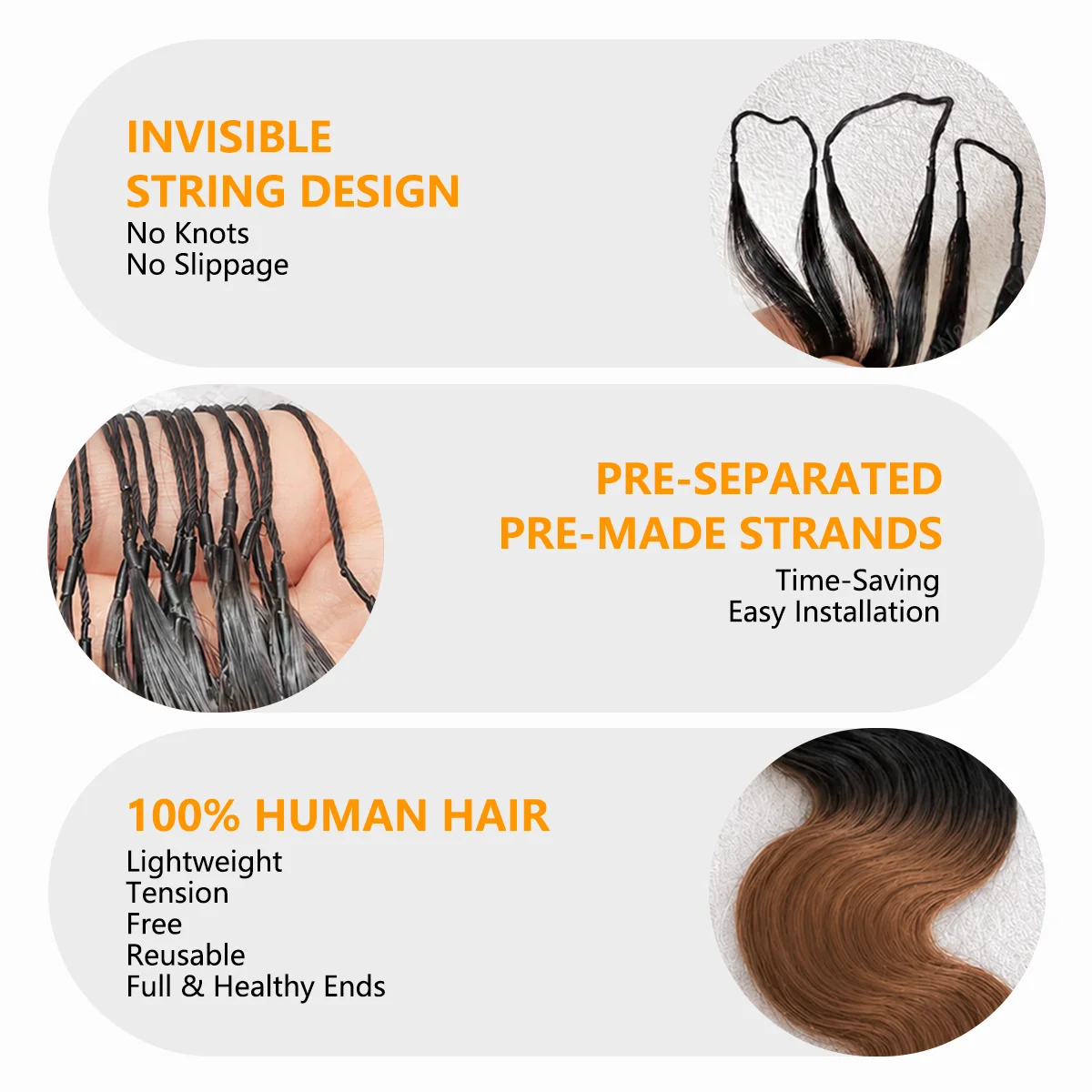 Luxury TB30 Highlight Body Wave Crochet Human Hair 12A Grade Feather Extensions Miracle Knots Invisible Knotless Pre Separated Braiding Hair Boho Style For Women