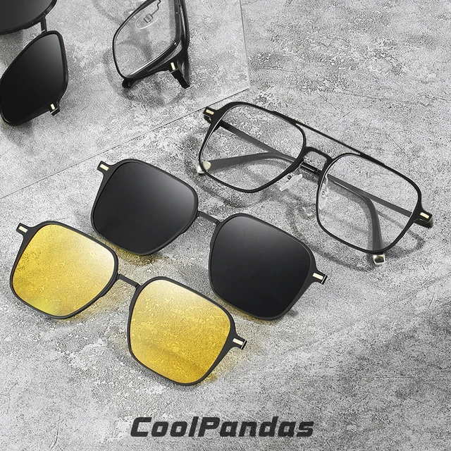 Gafas de sol con Clip magnetico 3 en 1 para hombre y mujer lentes de sol polarizadas con diseno de lujo antiluz azul para ordenador