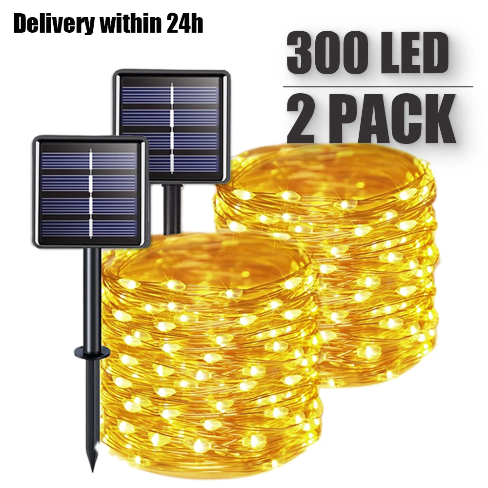 32m/22m/12m/7m Solar LED Light Outdoor Festoon Lamp Garden Fairy Light String 1~2PC Waterproof Christmas Garland Yard Decoration