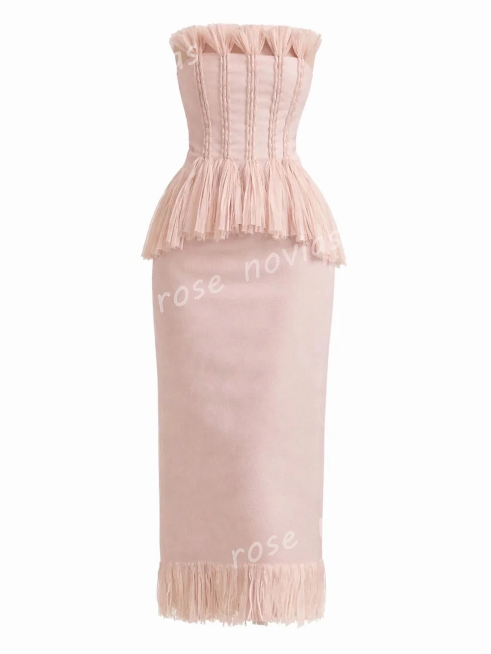 Customized Ladies Elegant Homecoming Dress Strapless Fashion Straight Midi Dresses Bespoke Occasion Party Gown Modern Style image 2
