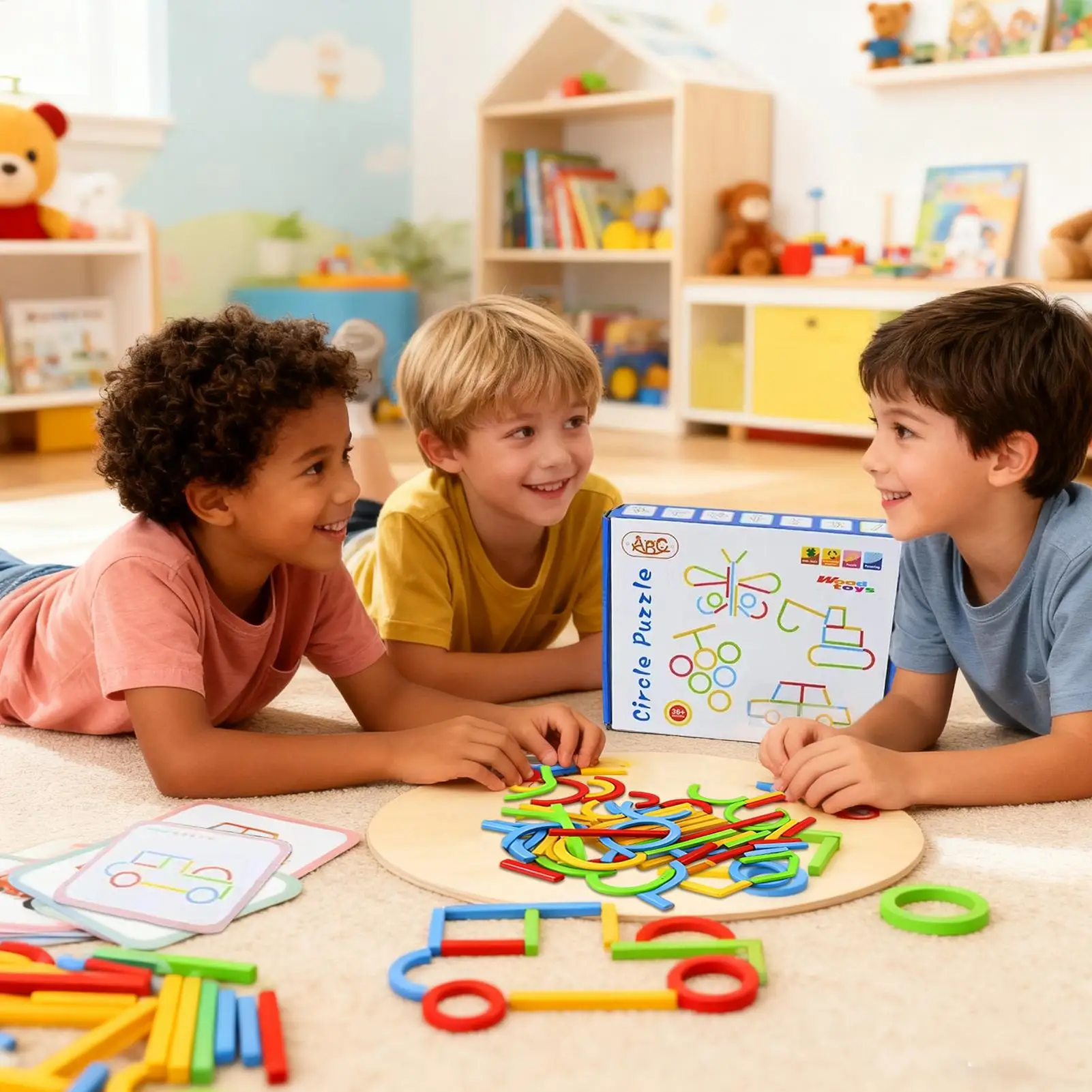 Rompecabezas con forma de tallo de madera, anillos de rompecabezas, palos inteligentes, actividades de aprendizaje para niños, niñas, viajes, dormitorio, escuela en casa