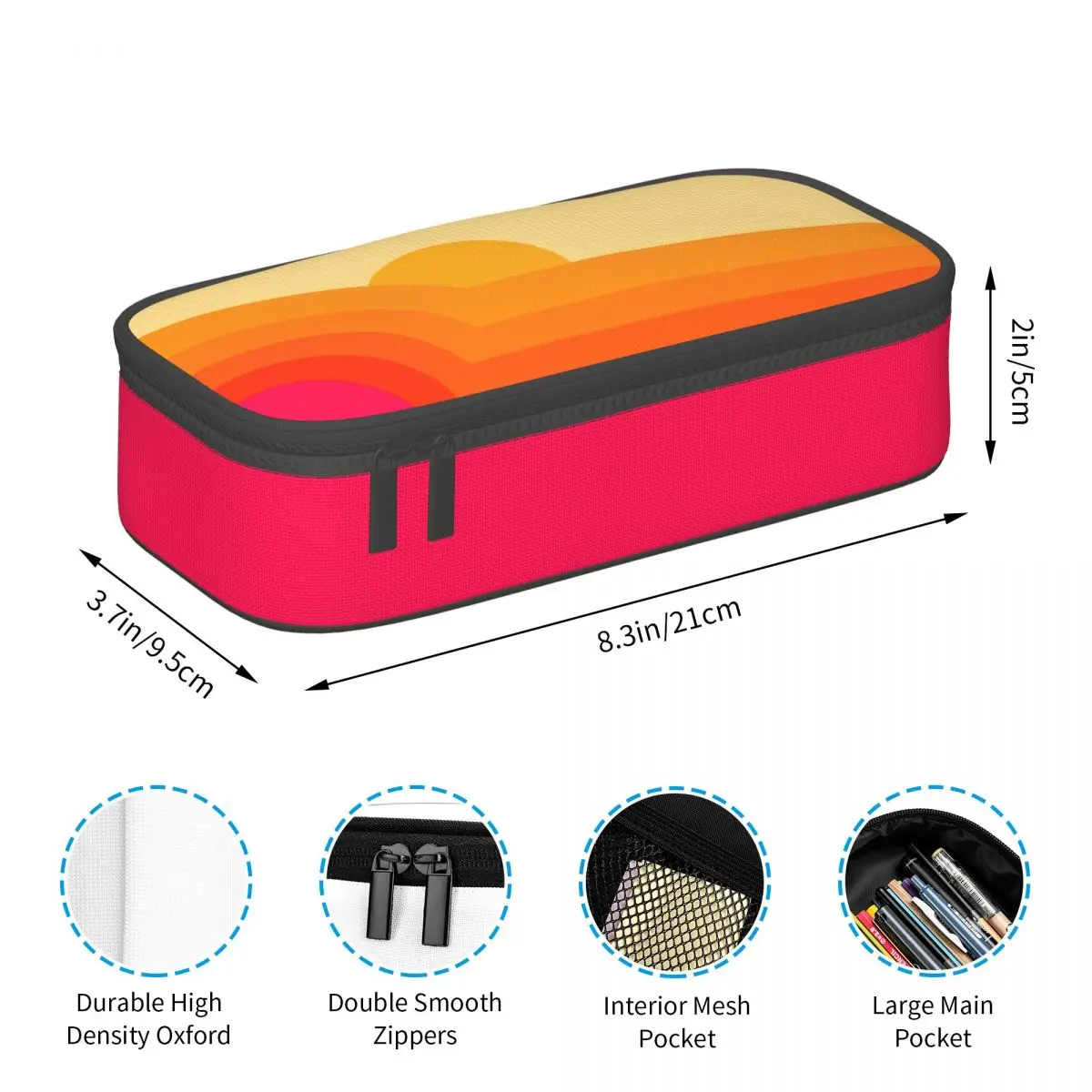 Retro Sunset Pencil Cases Large Storage Pen Bags Pen Box Pencil Pouch For Boys Girls Students Stationery School Office