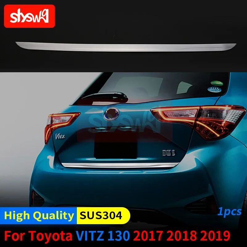 For Toyota Vitz 130S Hatchback Tailgate Trunk Lower Trim Strip Modified Exterior Molding Stainless Steel Car Styling Accessories