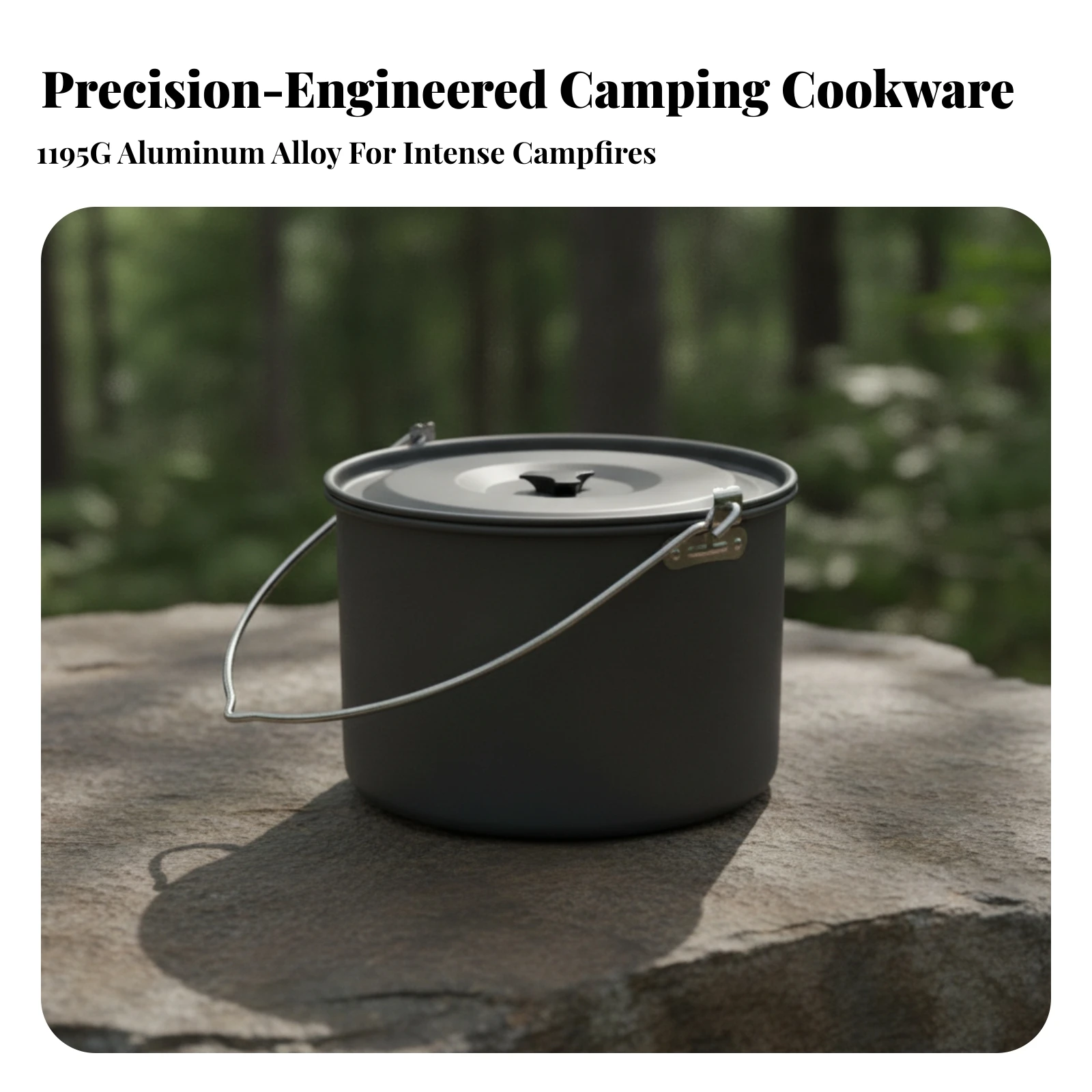 Hanging Cooking Pot with Lid Lightweight Campfire Cooking Pot Cookware Heavy-Duty Even Heating for Campers