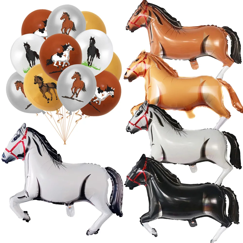 Horse Shaped Balloons Aluminum Foil Balloon Animal Farm Cowboy Party Decoration Birthday Baby Shower Kids Toys Horse Supplies