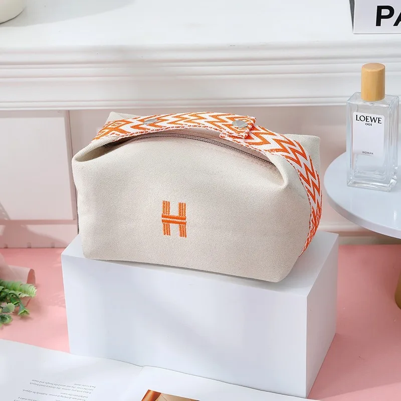 Bolsa de Cosméticos Portátil de Viaje, Gran Capacidad, Bolsa de Aseo de Mano, Bolsa de Almacenamiento Plegable de Lona de Lujo para Maquillaje y Viajes