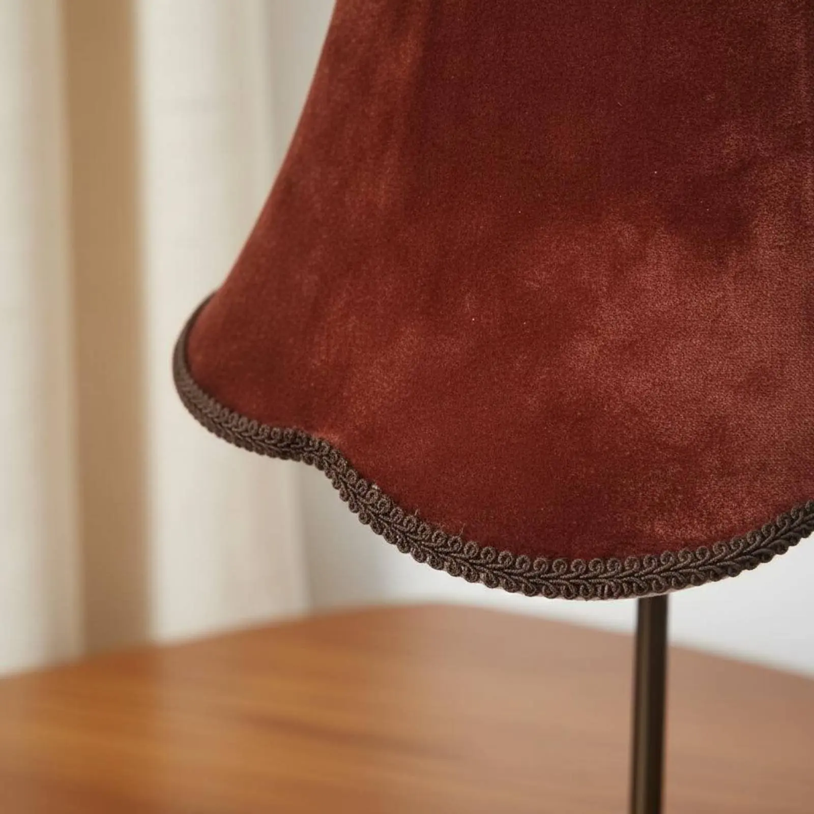 Velvet Lamp Shade Handmade Bedside Lamp Shade Cloth Lampshade Retro Design Replacement Lampshade Decorative Scalloped Rim