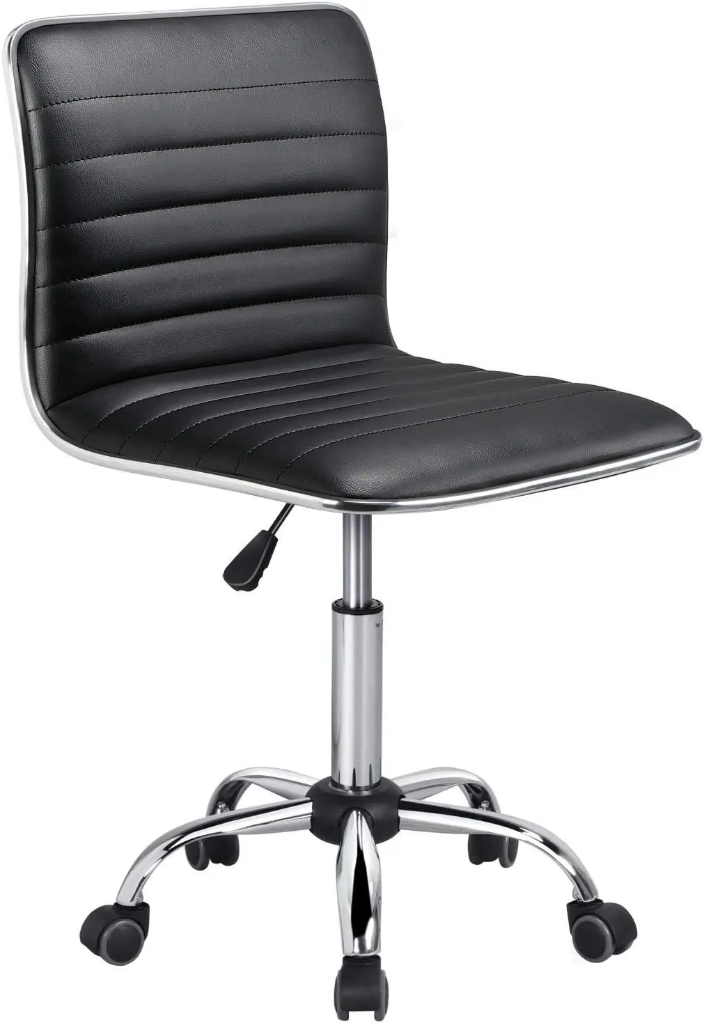 

Armless Office Chair Low Back Swivel Computer/Desk/Task Chair Adjustable Stools on Wheels Dark Grey Round tables Folding chair