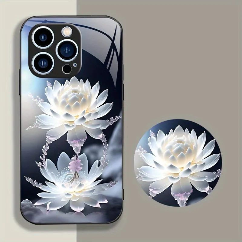 الفاخرة سنو لوتس نمط قضية الهاتف ل Xiaomi Redmi ملاحظة 8 8T 9 9S 10 11 12 12S 13 14 15 15C برو زائد 4G 5G غطاء إطاري زجاجي