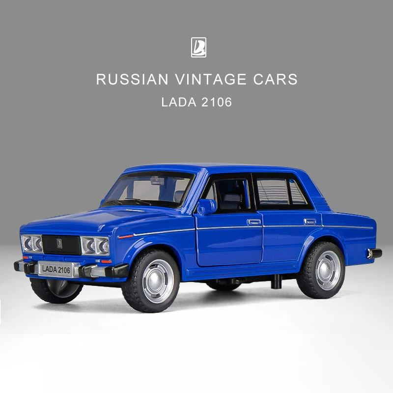 1:32 Russian LADA 2106 Alloy Model Cars Toy Diecasts Metal Casting Pull Back Music Light Car Toys For Children Vehicle