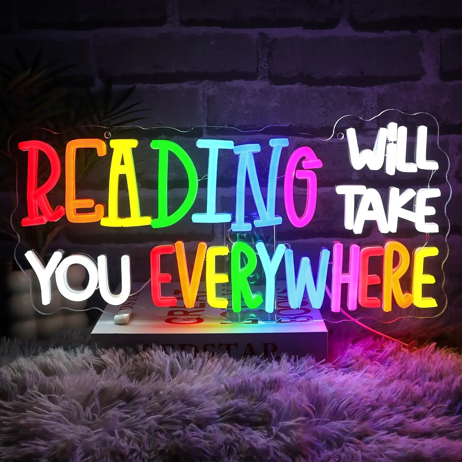 

Reading Will Take You Everywhere Neon Sign USB LED Neon Light for School Bookstore Library Study Room Bedroom Art Decoration
