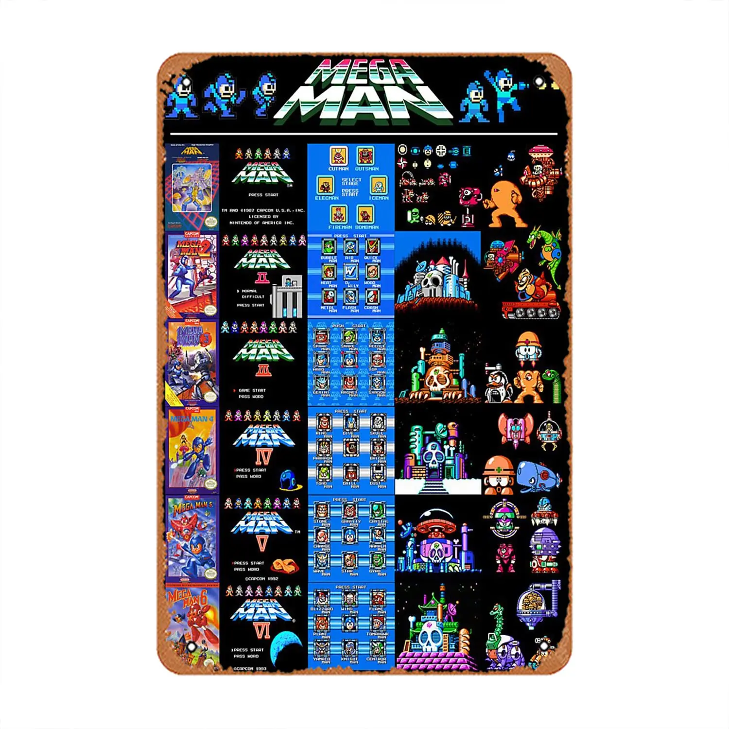 Megaman Gaming Megaman Background Megaman Best Pictures Decoration Sign for Home Vintage Metal Sign Plaque Metal Funny Tin  sign