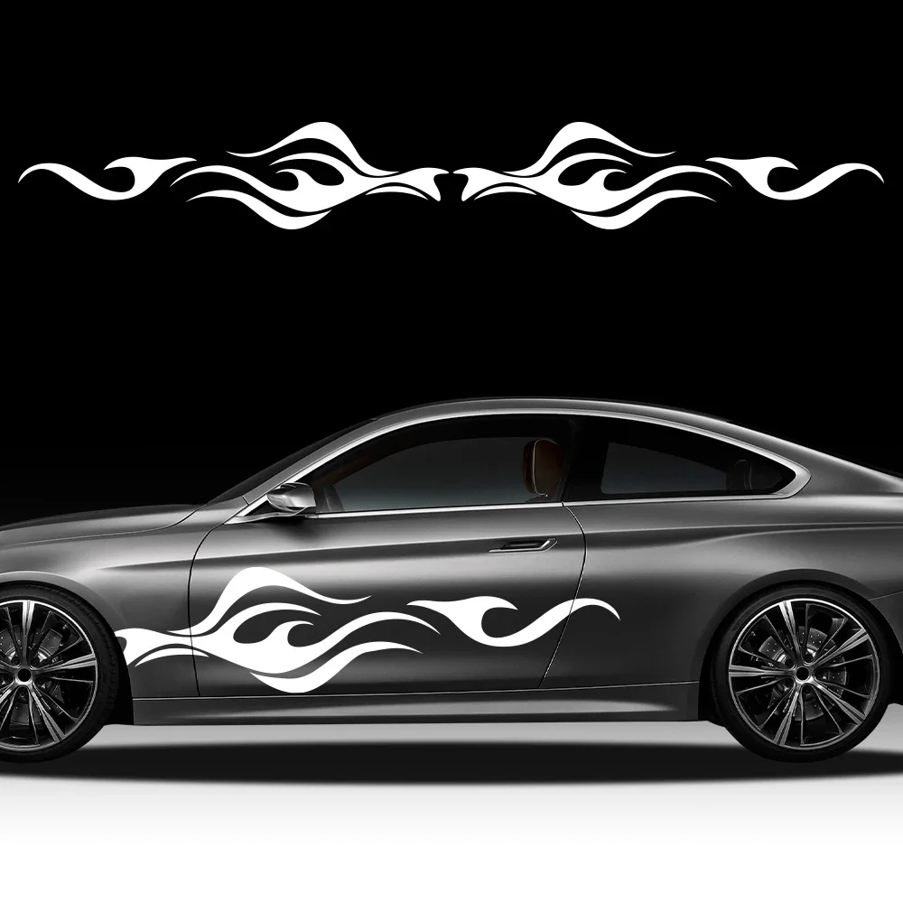 

2 шт. креативных наклеек на боковые двери автомобиля с графикой пламени, виниловые наклейки из ПВХ, водонепроницаемые наклейки для декора кузова автомобиля, аксессуары