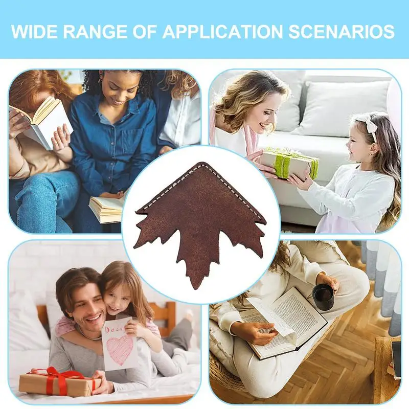 Угловые закладки для книг с кленовыми листьями, кожаные угловые закладки для книг ручной работы, кожаные аксессуары для книг для влюбленных, детей и взрослых