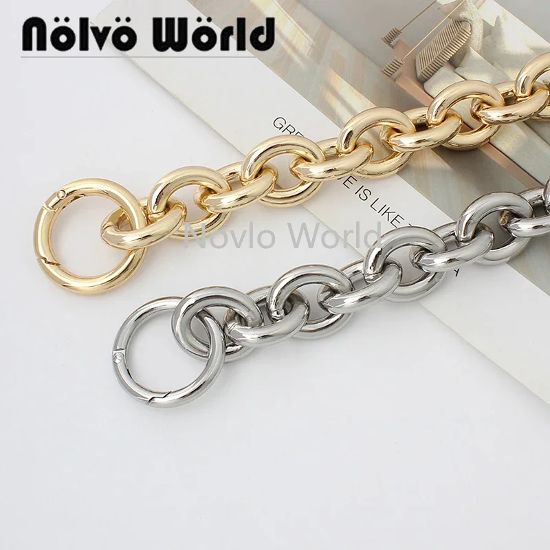 Gold/silver 30-120cm 23mm Oversize Large Thick Chains Light Weight Alumium Women bag cool handbag shoulder strap Carabiner chain