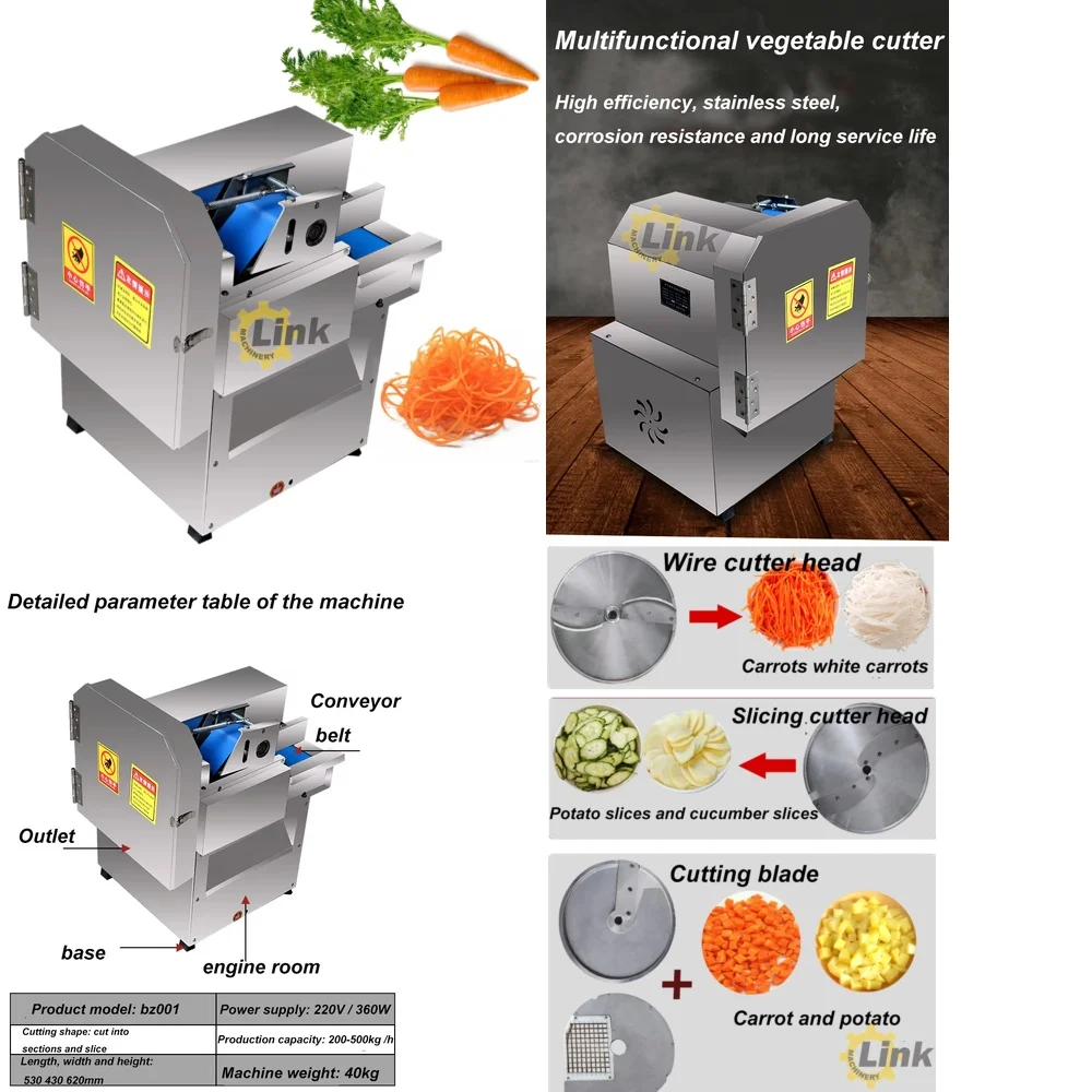 

Commercial Small Automatic Vegetable Cutter for Carrots Potatoes Cucumbers and Onions