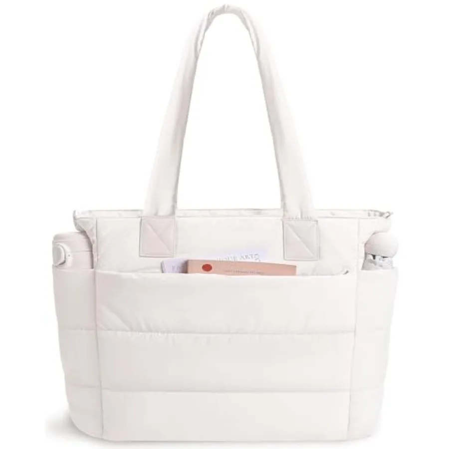 

Puffer Tote Bag for Women Quilted Nurse Bag Lightweight Work Bag for Teacher Travel Handbag with Multiple Pockets