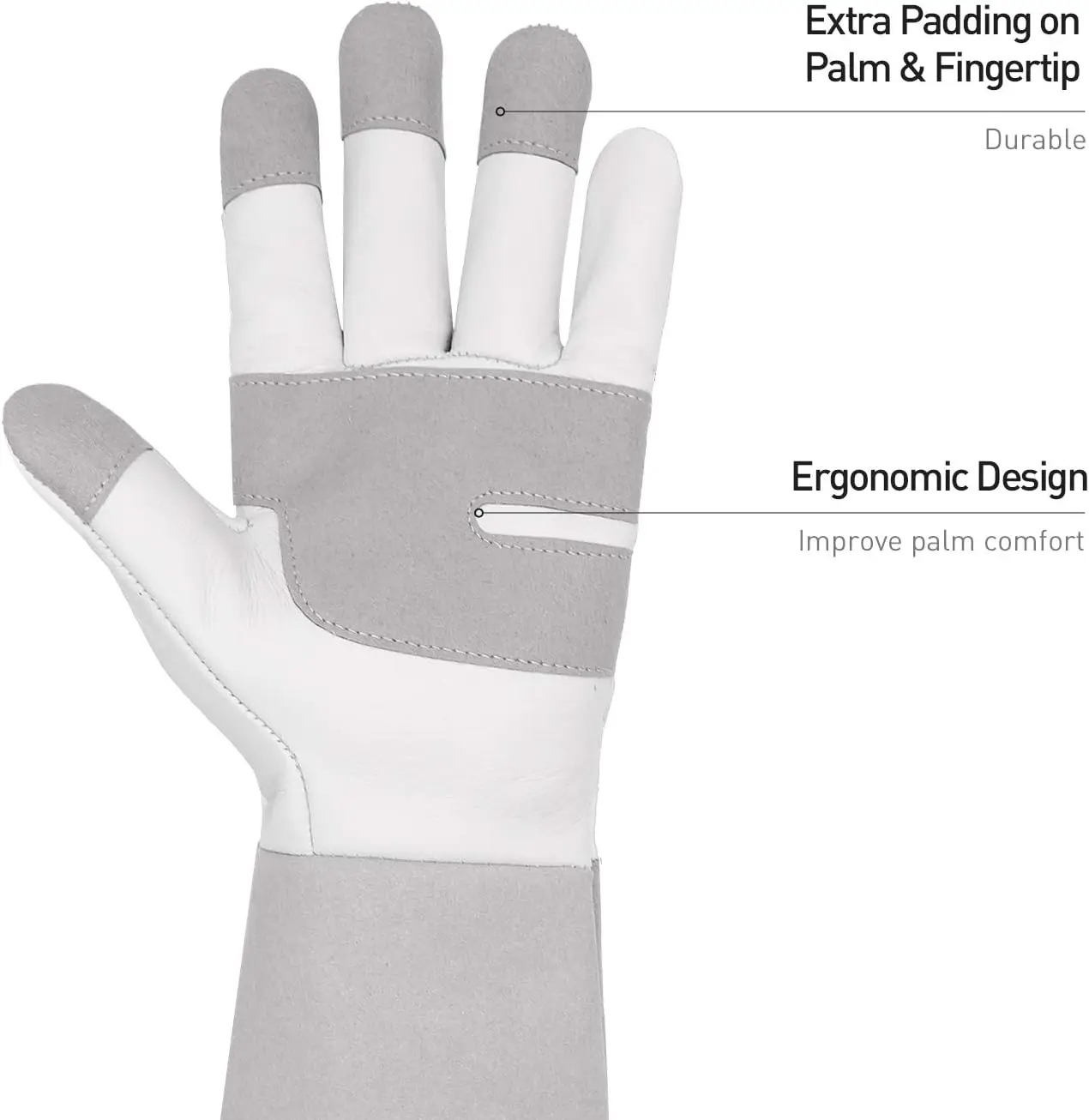 قفازات HANDLANDY الطويلة للبستنة للرجال والنساء، قفازات تشذيب الورد من جلد البقر - قفازات قفازات قابلة للتنفس ومتينة