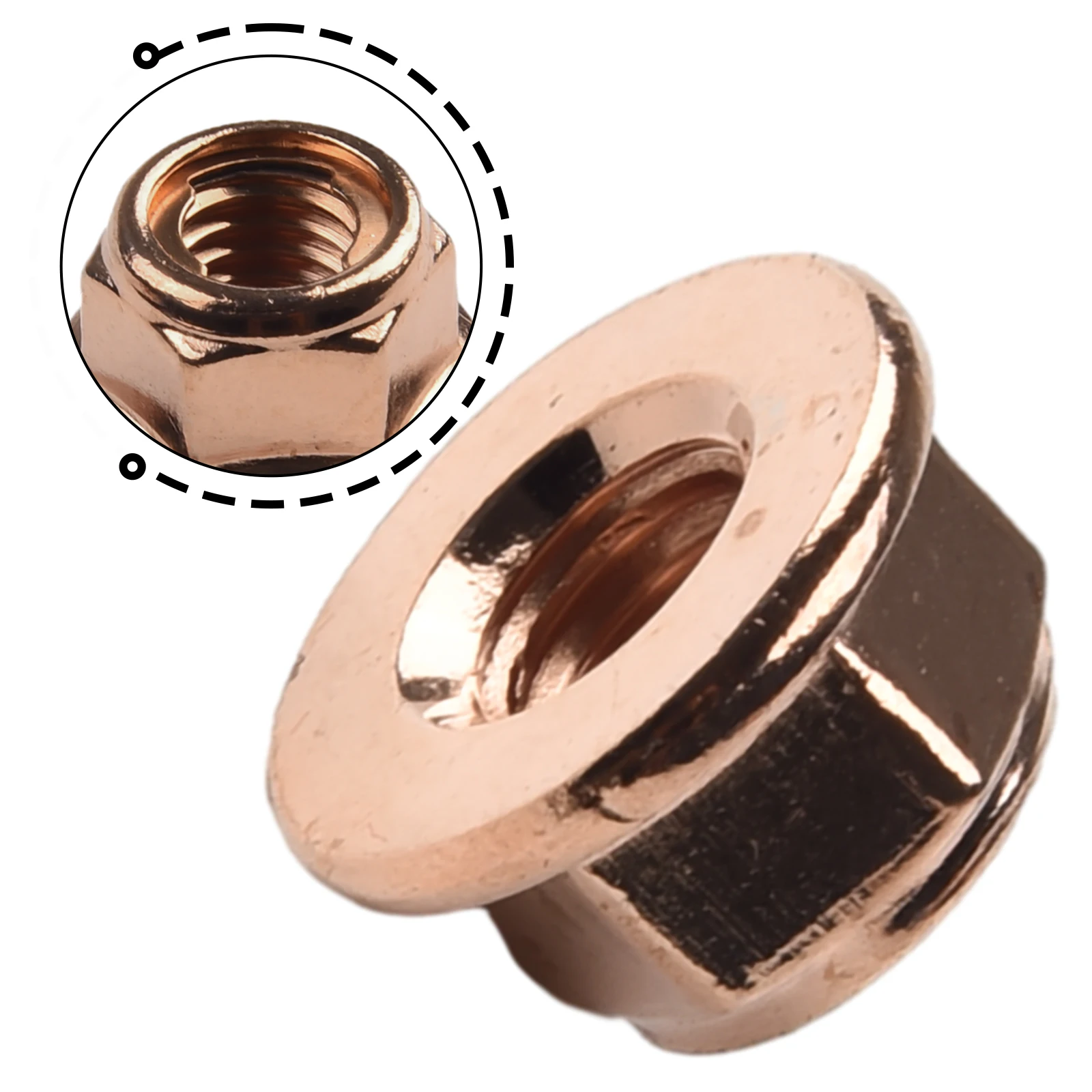 50pcs Copper Exhaust Nuts M8 SW13 Copper-plated Head Stud Lock Nuts Copper Bolt Screw Bolt Screw Turbo Exhaust Stud Hex