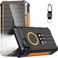 20000mAh Folding Solar Power Bank with 4 Solar Panel Hand Crank Qi Wireless Charger Powerbank for 14 13 Huawei Xiaomi Poverbank