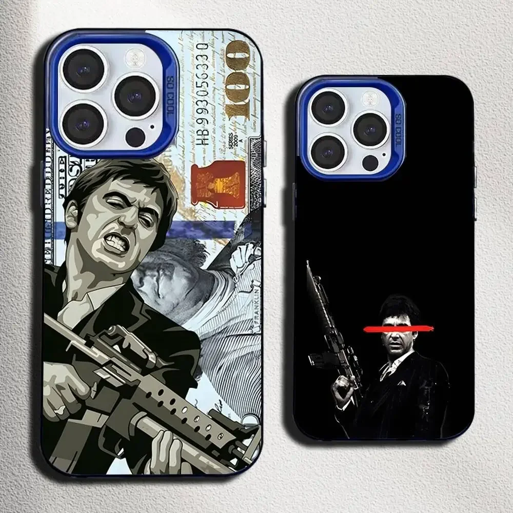 

Movie S-Scarfaces Tony M-Montana Phone Case For iPhone 16,15,14,13,12,11,Mini,Pro,SE,MAX Blue Matte Silicone Cover