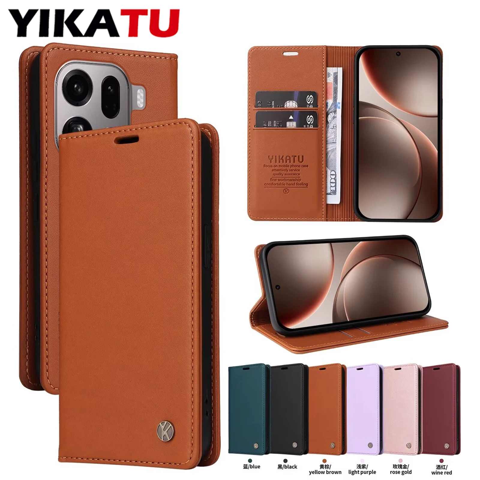 

Магнитный кожаный чехол-бумажник с защитой от краж для OPPO Reno15 Pro 5G, 14 F, 13 FS, 13 A, 12 F, 11 F, 10, 8 T, 4G, 7, 8 Lite, 5, 6, 7 Z, 5 F