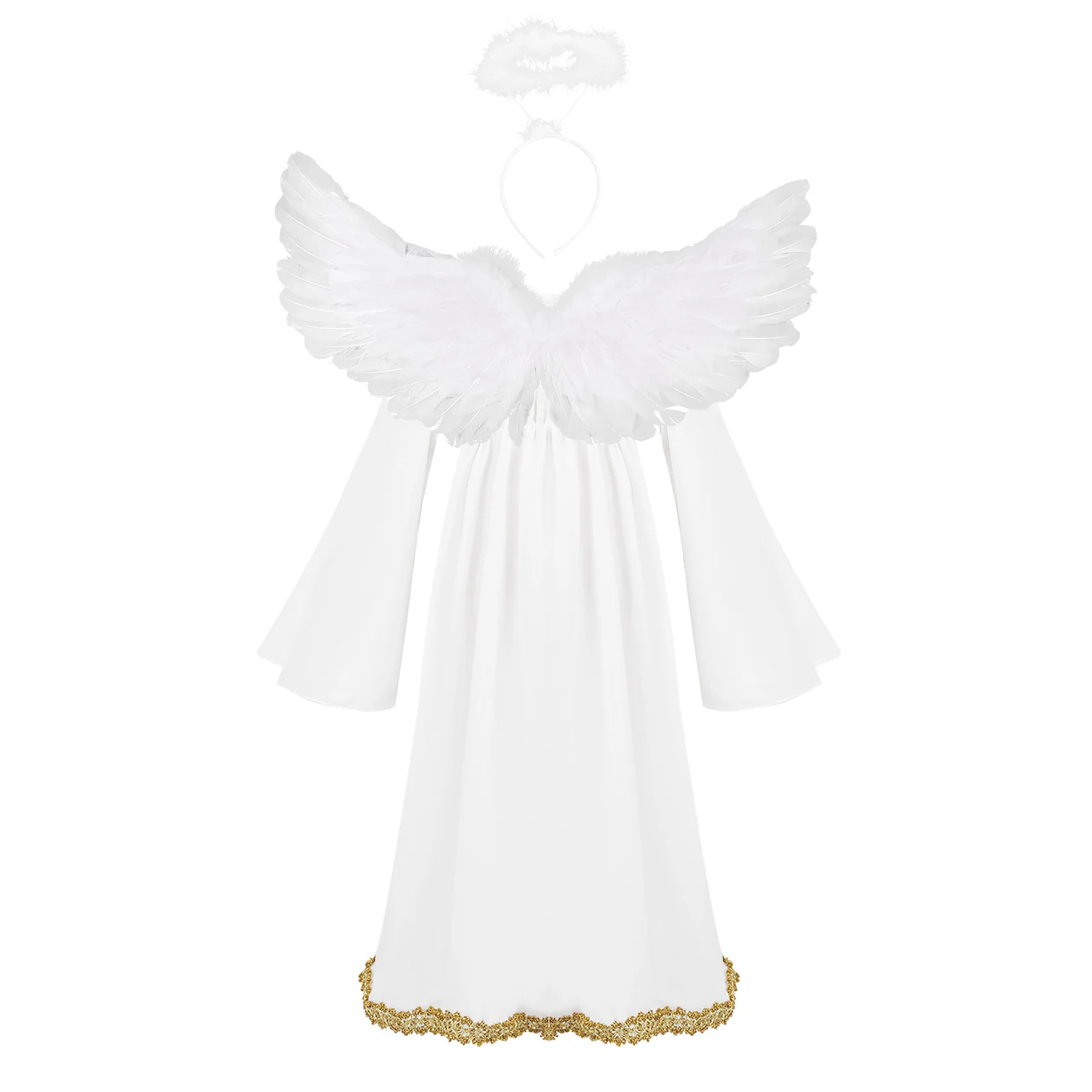 Costume de cosplay de déesse grecque pour enfants, robe à manches longues avec ailes, vêtements de jeu Angel Py, vêtements de sauna, fête à thème d'Halloween, filles