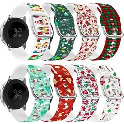 20mm/22mm Band For Samsung Galaxy Watch 7 6 5 pro/4 classic/Active 2 Christmas Silicone Bracelet Huawei watch Gt 4-2-2e-3 pro