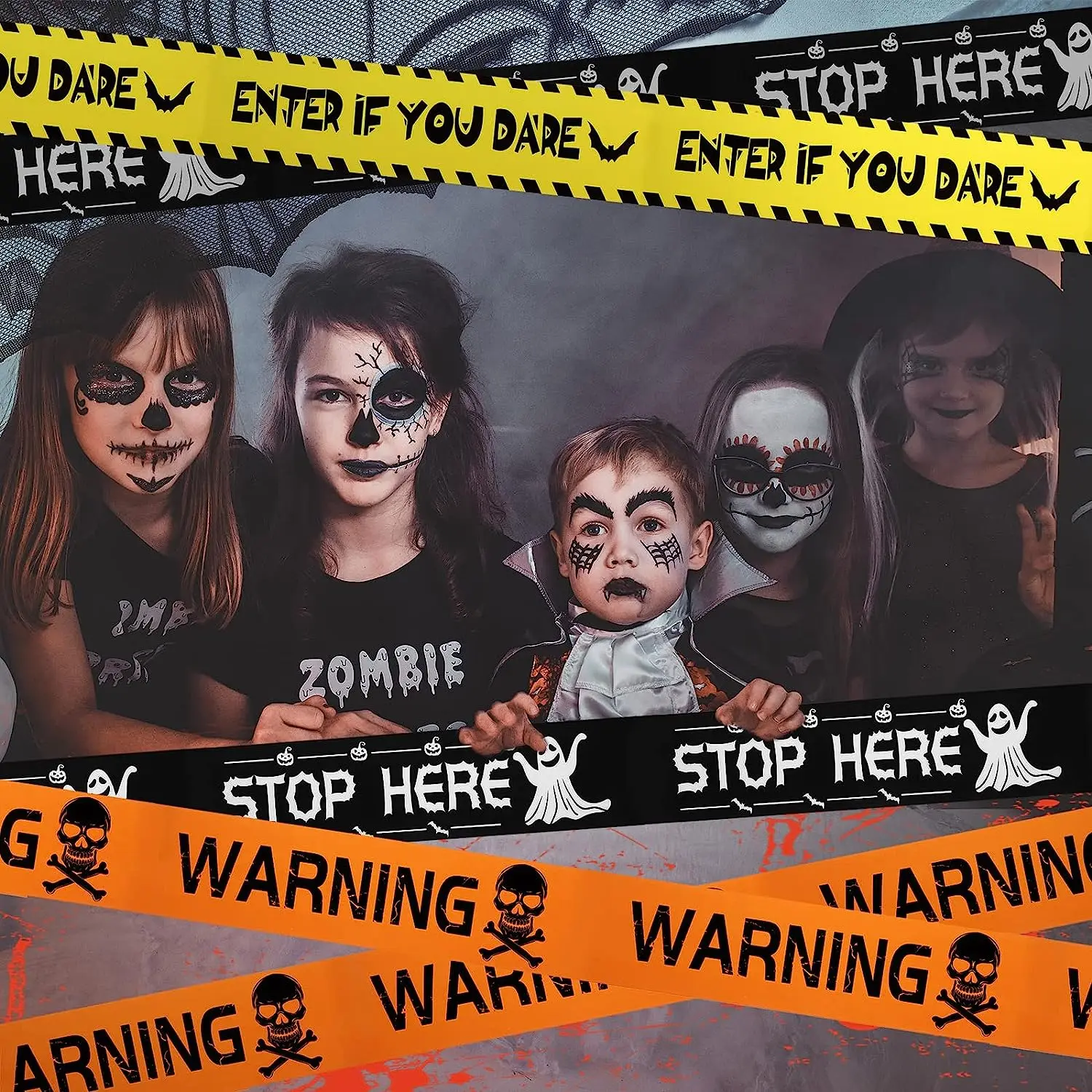 Halloween Warning Tape Signs Halloween Props Window Prop Party Danger Warning Line Festival Decoration Fright Tape Bundle