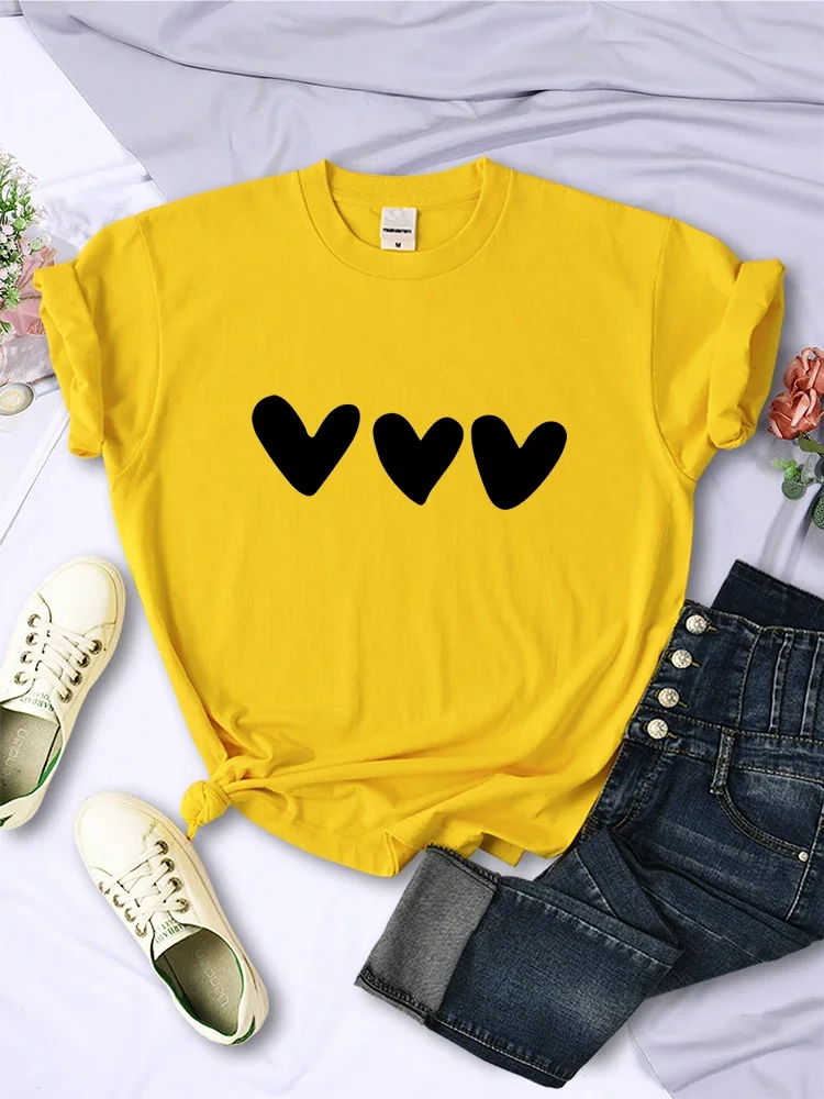 Black Heart Printing Female T-Shirts Personality Street Short Sleeve Tee Clothing Casual Breathable Women Tops