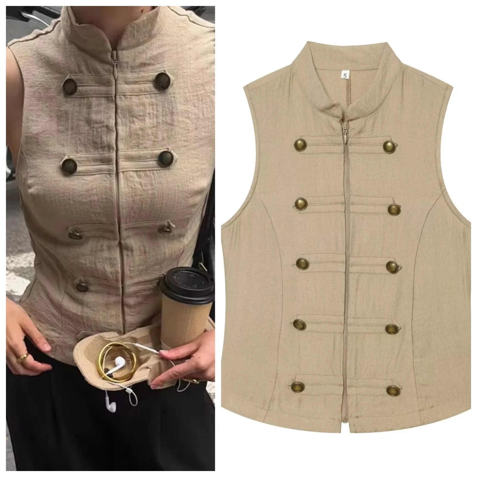 Women's Shirt 2026 Summer Fashion Casual Unique Stand Collar Long Sleeve with Metal Buttons Elegant Party Sexy Women's Top