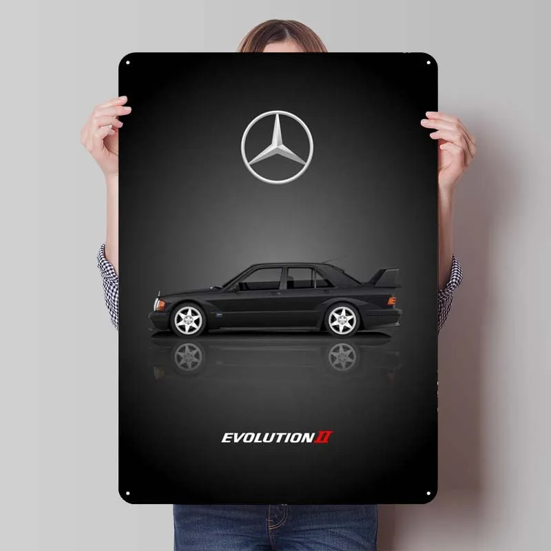 Mercedes-Benz 190E Evolution II Metal Sign Car Poster Vintage Home Decor Items Decorative Metal Plate House Decor Accessories