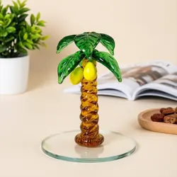 Handmade glass coconut tree ornament and reflective lens match design Hawaiian style home table top decoration charm accessories