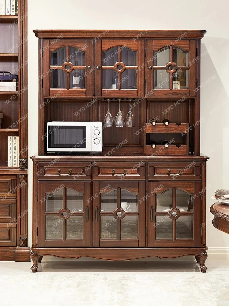 All solid wood American side cabinet black walnut dining side cabinet retro restaurant home