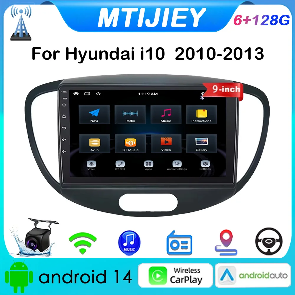 

6G+128G Android14 CarPlay 2din Android Auto Radio GPS Multimedia Player for Hyundai i10 2010-2013 DSP IPS 2DIN Car stereo
