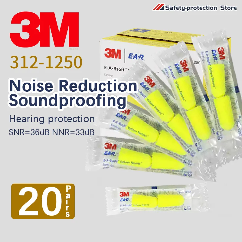 3M Genuine 312-1250 Foam soft earplugs Noise-canceling earplugs Noise protection ear muffs Factory Mechanical noise reduction