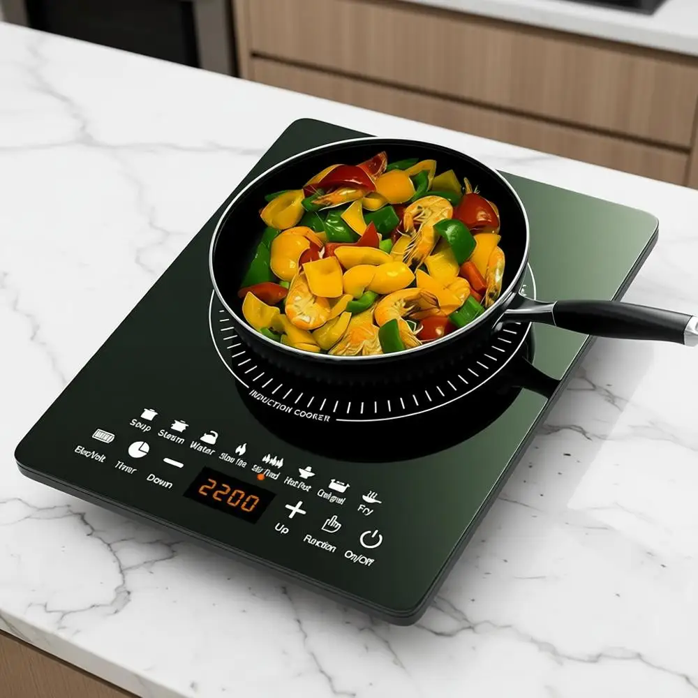 

Портативная индукционная плита, настольная конфорка, электрическая плита 2200 Вт, 8 сенсорных сенсорных панелей управления