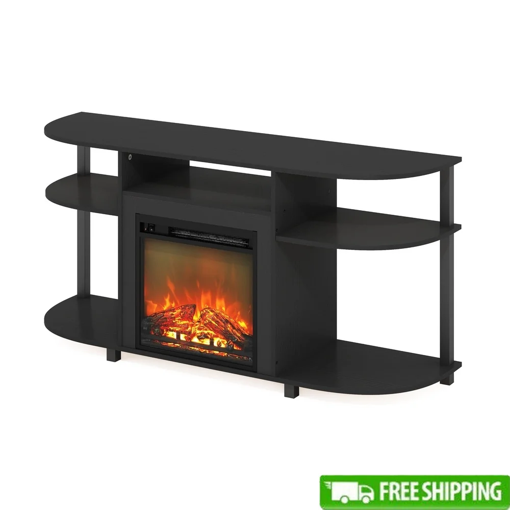 Jensen Open Storage Entertainment Center with Electric Fireplace TV Stand Up to 55 Inches Freestanding Design Durable Composite