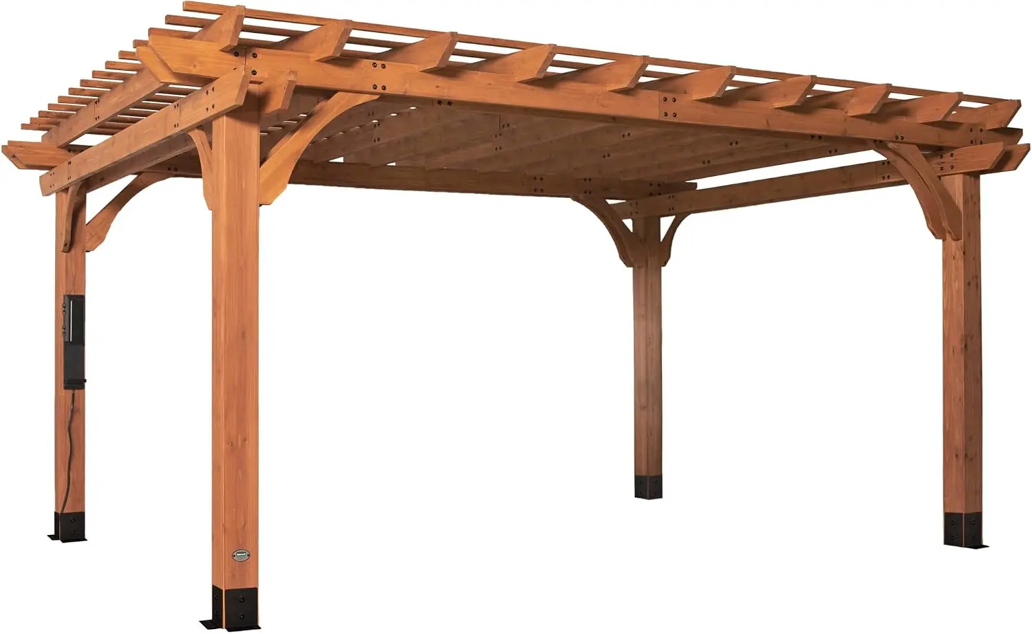 Beaumont 16' x 12' Traditional Cedar Wood Pergola Kit with Trellis Roof, All-Season Durability, High-Wind Rating, PowerPort, Sha